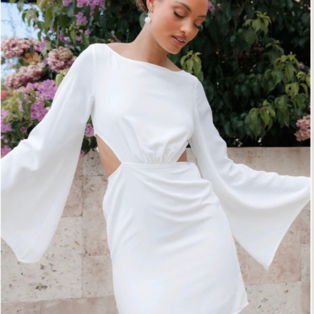 White Vera mini Bell Sleeve dress